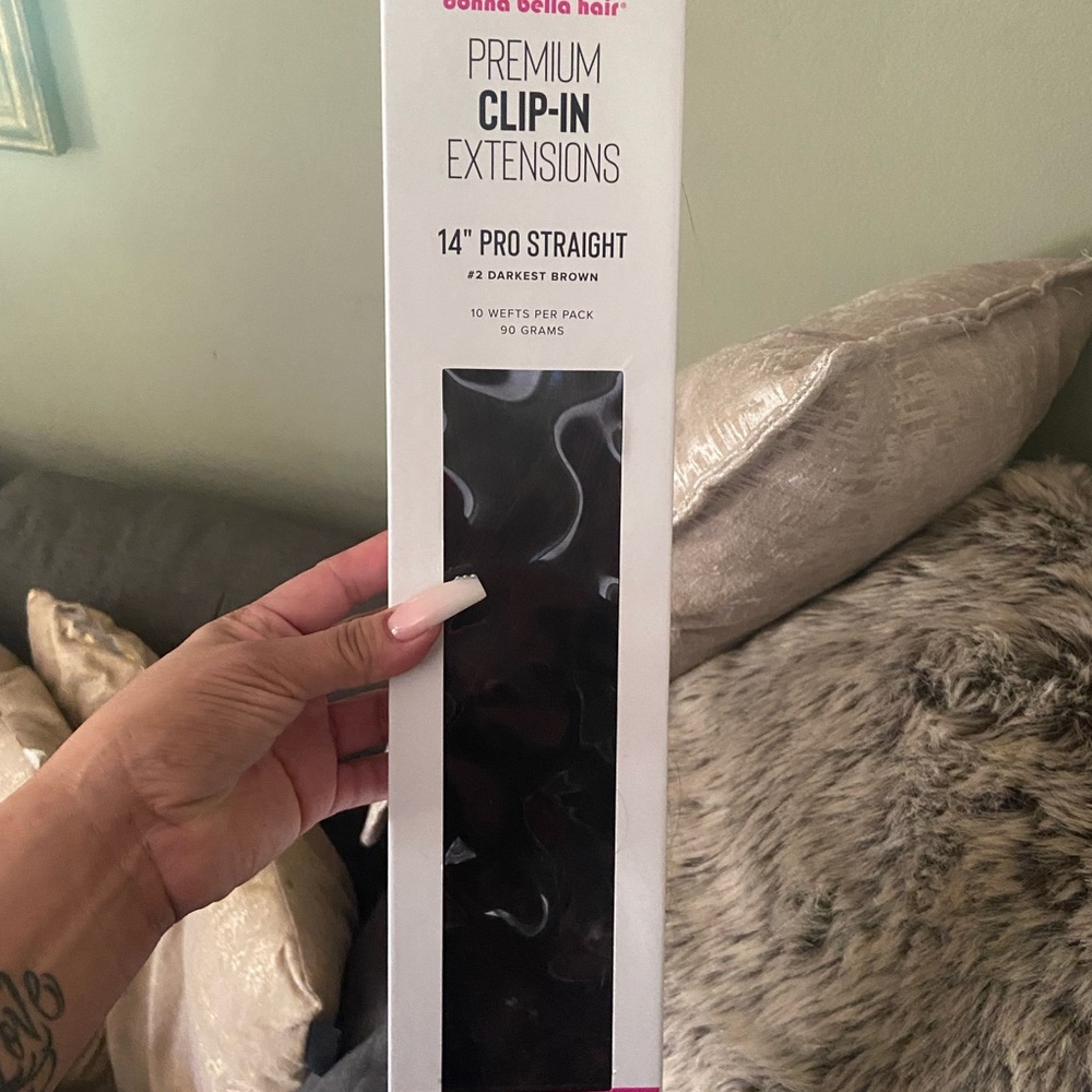 Dark Brown 14” Clip On Human Hair Extensions